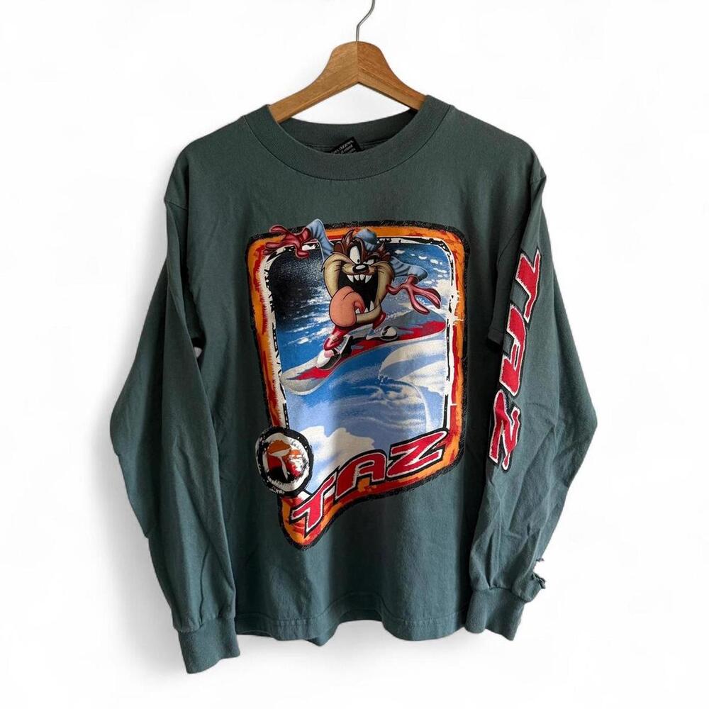 Vintage 90s Looney Tunes Taz Long Sleeve Shirt Small
